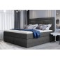 Ensemble boxspring complet tête de lit + sommiers + matelas + surmatelas VISTA de VENESETTI - tissu luxe gris foncé - 140 x 200