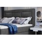 Ensemble boxspring complet tête de lit + sommiers + matelas + surmatelas VISTA de VENESETTI - tissu luxe gris foncé - 160 x 200