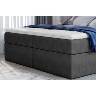 Ensemble boxspring complet tête de lit + sommiers + matelas + surmatelas VISTA de VENESETTI - tissu luxe gris foncé - 160 x 200