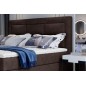 Ensemble boxspring complet tête de lit + sommiers + matelas + surmatelas VISTA de VENESETTI - tissu luxe chocolat - 140 x 200 cm