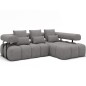Canapé d'angle convertible en tissu luxe gris 5 places LEONI, angle droit (vu de face) Canapé d'angle convertible en tissu luxe gris 5 places LEONI, angle droit (vu de face)