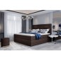 Ensemble boxspring complet tête de lit + sommiers + matelas + surmatelas VISTA de VENESETTI - tissu luxe chocolat - 140 x 200 cm