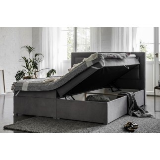 Ensemble boxspring complet tête de lit + sommiers + matelas + surmatelas VISTA de VENESETTI - tissu luxe chocolat - 160 x 200 cm