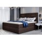 Ensemble boxspring complet tête de lit + sommiers + matelas + surmatelas VISTA de VENESETTI - tissu luxe chocolat - 180 x 200 cm