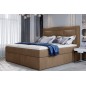 Ensemble boxspring complet tête de lit + sommiers + matelas + surmatelas VISTA VELOURS de VENESETTI - tissu velours luxe marron