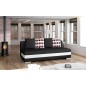 Canapé 3 places convertible tissu noir et simili blanc, coffre, CALIN