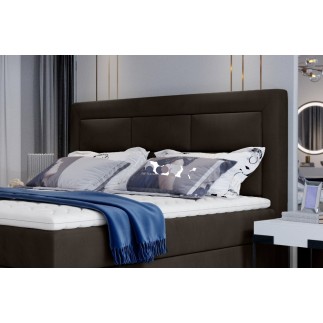 Ensemble boxspring complet tête de lit + sommiers + matelas + surmatelas VISTA VELOURS de VENESETTI - tissu velours luxe chocola