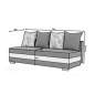 Canapé 3 places convertible tissu noir et simili blanc, coffre, CALIN