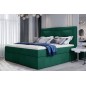 Ensemble boxspring complet tête de lit + sommiers + matelas + surmatelas VISTA VELOURS de VENESETTI - tissu velours luxe vert -