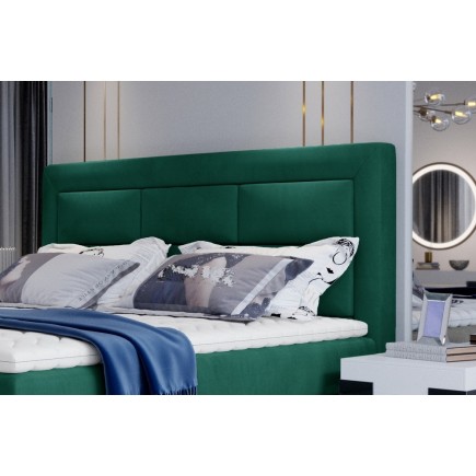Ensemble boxspring complet tête de lit + sommiers + matelas + surmatelas VISTA VELOURS de VENESETTI - tissu velours luxe vert -