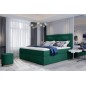 Ensemble boxspring complet tête de lit + sommiers + matelas + surmatelas VISTA VELOURS de VENESETTI - tissu velours luxe vert -
