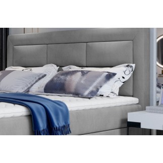 Ensemble boxspring complet tête de lit + sommiers + matelas + surmatelas VISTA VELOURS de VENESETTI - tissu velours luxe gris -