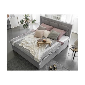 Ensemble boxspring complet tête de lit + sommiers + matelas + surmatelas VISTA VELOURS de VENESETTI - tissu velours luxe gris -