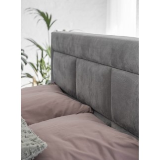 Ensemble boxspring complet tête de lit + sommiers + matelas + surmatelas VISTA VELOURS de VENESETTI - tissu velours luxe gris -