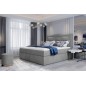 Ensemble boxspring complet tête de lit + sommiers + matelas + surmatelas VISTA VELOURS de VENESETTI - tissu velours luxe gris -