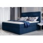 Ensemble boxspring complet tête de lit + sommiers + matelas + surmatelas VISTA VELOURS de VENESETTI - tissu velours luxe bleu -