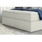 Ensemble boxspring complet tête de lit + sommiers + matelas + surmatelas VISTA de VENESETTI - simili cuir ivoire - 140 x 200 cm,