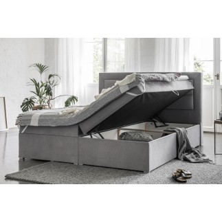 Ensemble boxspring complet tête de lit + sommiers + matelas + surmatelas VISTA de VENESETTI - simili cuir noir - 140 x 200 cm