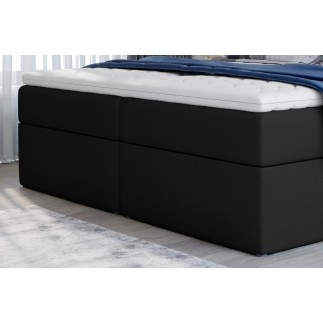 Ensemble boxspring complet tête de lit + sommiers + matelas + surmatelas VISTA de VENESETTI - simili cuir noir - 140 x 200 cm