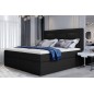 Ensemble boxspring complet tête de lit + sommiers + matelas + surmatelas VISTA de VENESETTI - simili cuir noir - 160 x 200 cm, 1