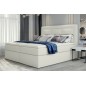 Ensemble boxspring complet tête de lit + sommiers + matelas + surmatelas VISTA de VENESETTI - simili cuir ivoire - 160 x 200 cm,