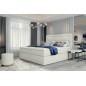 Ensemble boxspring complet tête de lit + sommiers + matelas + surmatelas VISTA de VENESETTI - simili cuir ivoire - 160 x 200 cm,