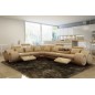 - Canapé d'angle en cuir italien 7 places EXCELIA, beige, angle gauche - Canapé d'angle en cuir italien 7 places EXCELIA, beige, angle gauche