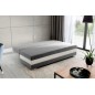 Canapé 3 places convertible tissu gris et simili blanc, coffre, CALIN