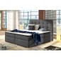 Ensemble boxspring complet tête de lit + sommiers + matelas + surmatelas INAYA de VENESETTI - tissu luxe gris foncé - 140x200 cm