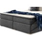 Ensemble boxspring complet tête de lit + sommiers + matelas + surmatelas INAYA de VENESETTI - tissu luxe gris foncé - 140x200 cm