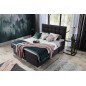 Ensemble boxspring complet tête de lit + sommiers + matelas + surmatelas INAYA de VENESETTI - tissu luxe noir - 140x200 cm