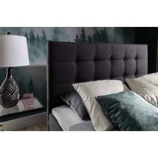 Ensemble boxspring complet tête de lit + sommiers + matelas + surmatelas INAYA de VENESETTI - tissu luxe noir - 140x200 cm