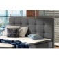 Ensemble boxspring complet tête de lit + sommiers + matelas + surmatelas INAYA de VENESETTI - tissu luxe gris foncé - 160x200 cm