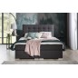Ensemble boxspring complet tête de lit + sommiers + matelas + surmatelas INAYA de VENESETTI - tissu luxe gris foncé - 180x200 cm
