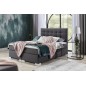 Ensemble boxspring complet tête de lit + sommiers + matelas + surmatelas INAYA de VENESETTI - tissu luxe gris foncé - 180x200 cm