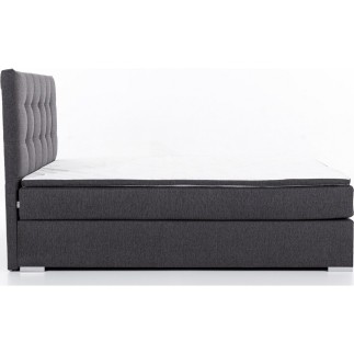 Ensemble boxspring complet tête de lit + sommiers + matelas + surmatelas INAYA de VENESETTI - tissu luxe gris foncé - 180x200 cm