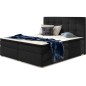 Ensemble boxspring complet tête de lit + sommiers + matelas + surmatelas INAYA de VENESETTI - tissu luxe noir - 160x200 cm