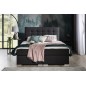 Ensemble boxspring complet tête de lit + sommiers + matelas + surmatelas INAYA de VENESETTI - tissu luxe noir - 160x200 cm