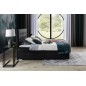 Ensemble boxspring complet tête de lit + sommiers + matelas + surmatelas INAYA de VENESETTI - tissu luxe noir - 160x200 cm