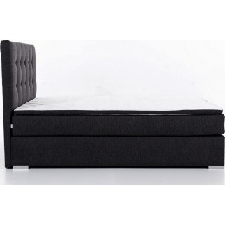Ensemble boxspring complet tête de lit + sommiers + matelas + surmatelas INAYA de VENESETTI - tissu luxe noir - 180x200 cm