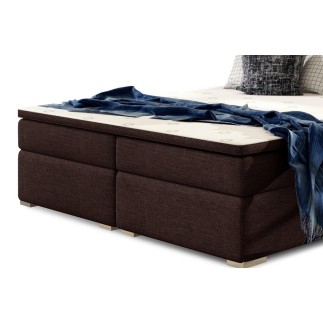 Ensemble boxspring complet tête de lit + sommiers + matelas + surmatelas INAYA de VENESETTI - tissu luxe chocolat - 160x200 cm