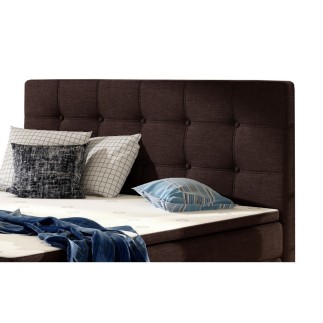 Ensemble boxspring complet tête de lit + sommiers + matelas + surmatelas INAYA de VENESETTI - tissu luxe chocolat - 160x200 cm