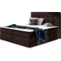Ensemble boxspring complet tête de lit + sommiers + matelas + surmatelas INAYA de VENESETTI - tissu luxe chocolat - 180x200 cm