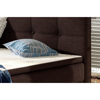 Ensemble boxspring complet tête de lit + sommiers + matelas + surmatelas INAYA de VENESETTI - tissu luxe chocolat - 180x200 cm