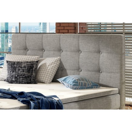 Ensemble boxspring complet tête de lit + sommiers + matelas + surmatelas INAYA de VENESETTI - tissu luxe gris - 160x200 cm