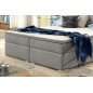 Ensemble boxspring complet tête de lit + sommiers + matelas + surmatelas INAYA de VENESETTI - tissu luxe gris - 180x200 cm