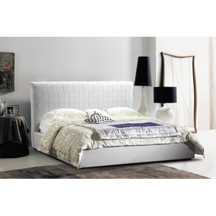 Lit en cuir italien de luxe ORPHEE, blanc, 160x200