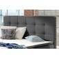 Ensemble boxspring complet tête de lit + sommiers + matelas + surmatelas INAYA de VENESETTI - simili cuir gris - 140x200 cm