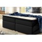 Ensemble boxspring complet tête de lit + sommiers + matelas + surmatelas INAYA de VENESETTI - simili cuir noir - 140x200 cm