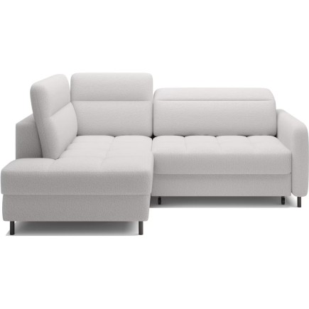 Canapé d'angle convertible en tissu bouclette blanc cassé luxe 3 places BARTOLI